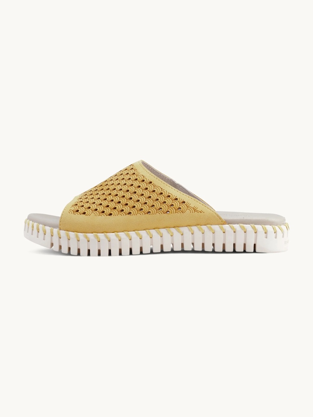 Ilse Jacobsen Yellow Slip-On Perforated Leather Mule